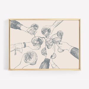 cheers cocktail print | cute kitchen decor | minimalist wall art | trendy bar cart print | kikiandnim | digital print image 3