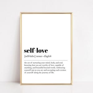 Impresión de definición de amor propio / Arte de pared de amor propio / Impresión de definición / Póster minimalista / Arte de pared imprimible para decoración del hogar / Descarga digital imagen 1
