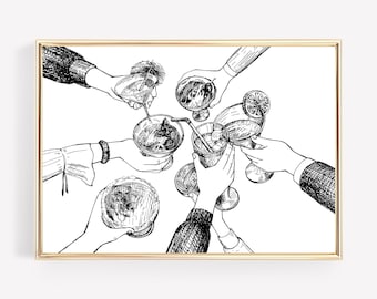 Proost op barwagenkunst | Cocktailillustratieprint (digitale download)