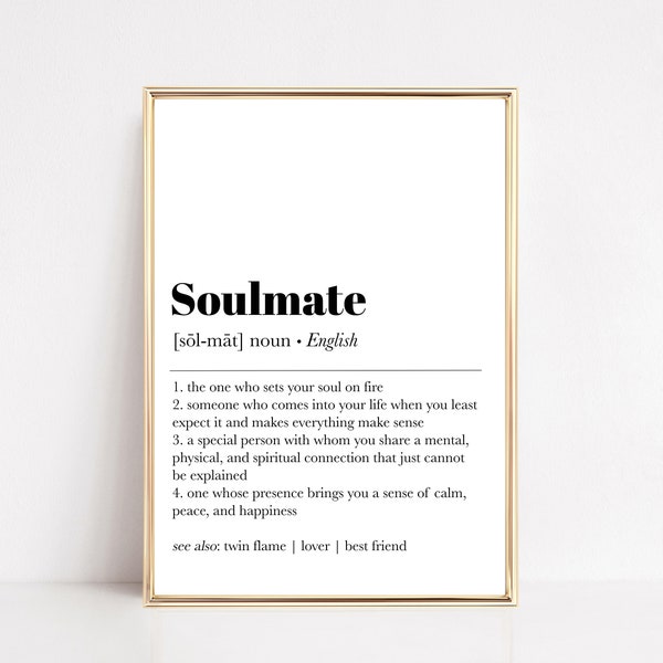 soulmate definition print | anniversary gift | christmas gift for husband | valentines day decor | kikiandnim | printable wall art