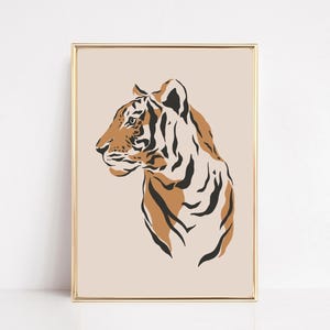 stampa artistica astratta di tigre / arte safari per bambini / stampe per bambini boho / arte murale neutra / arte murale di tigre / kikiandnim / arte murale stampabile