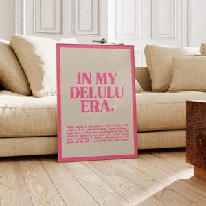 girly pink dorm wall art | be delulu | affirmation wall art | trendy retro wall art | pink wall decor | kikiandnim | printable wall art image 4
