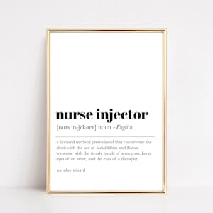 nurse injector definition print | esthetician decor | salon decor | beauty spa wall art | cosmetics | medical spa print | digital download