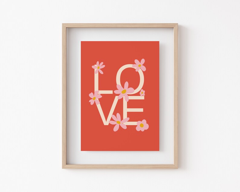 Love Wall Art Valentines Printable Trendy Retro Wall Art - Etsy