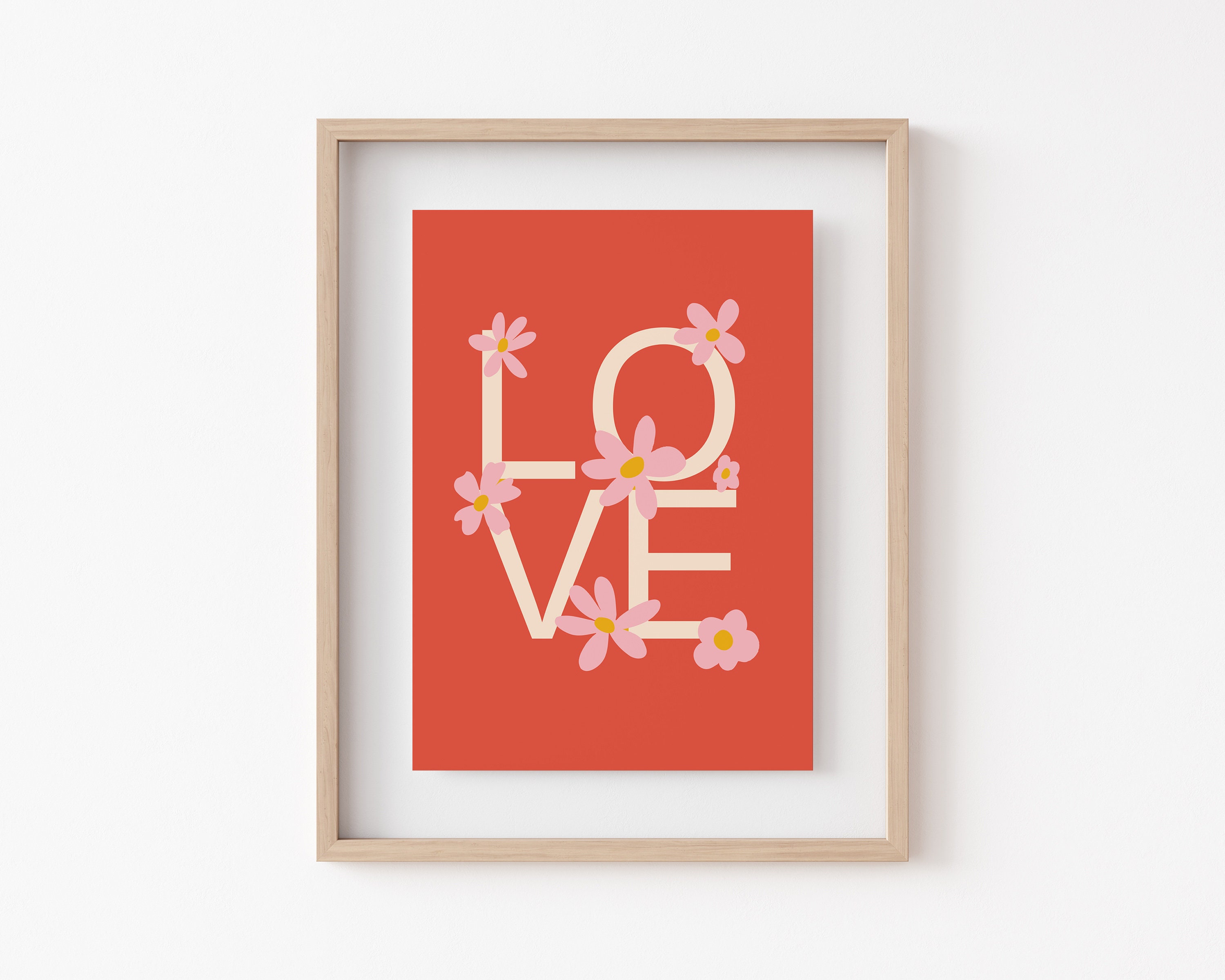 Love Wall Art Valentines Printable Trendy Retro Wall Art Etsy