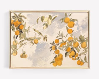 Vintage Fruit Trees Watercolor Print | Farmhouse Kitchen Wall Art (Digital Download)