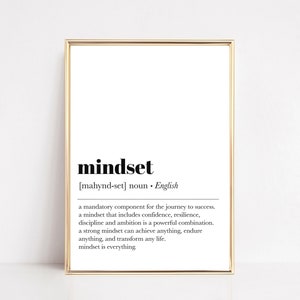 mindset definition | home office wall art | inspirational quote prints | office decor | motivational prints | printable wall art