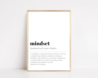 mindset definition | home office wall art | inspirational quote prints | office decor | motivational prints | printable wall art