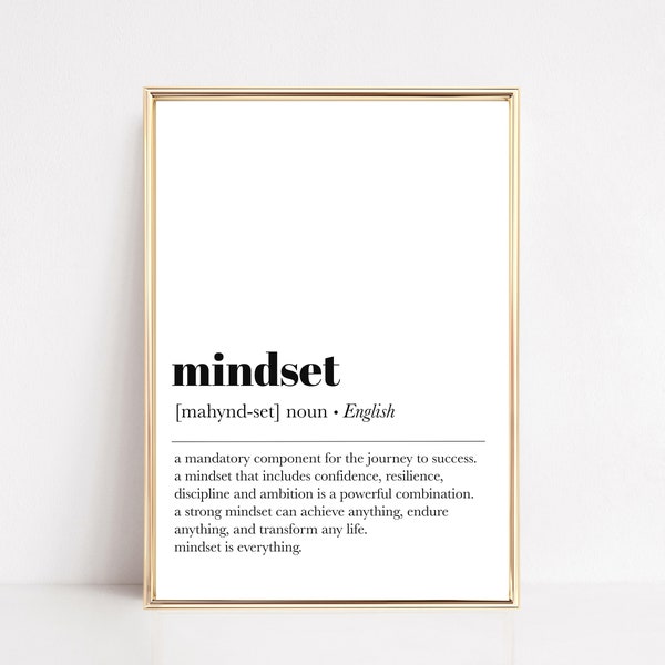 mindset definition | home office wall art | inspirational quote prints | office decor | motivational prints | printable wall art