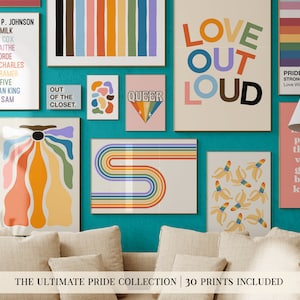 pride wall art mega bundle | 30 PRINTABLES | rainbow pride decor | queer art | LGBTQ art | pride posters | kikiandnim | printable wall art