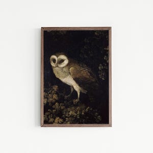 dark academia wall art | moody decor | vintage halloween decor | gothic wall art | vintage owl painting | kikiandnim | digital print image 6