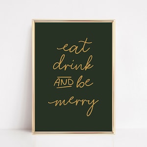 Lustige Weihnachtsbilder zum ausdrucken | Barwagen Dekor | iss, trink und sei fröhlich | Weihnachten Kunstdruck | Bar Kunst | kikiandnim | Digitaldruck
