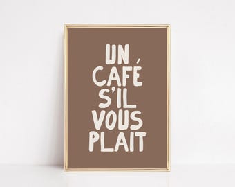 coffee wall art | kitchen decor | french wall art | un cafe sil vous plait | coffee poster | kitchen print | kikiandnim | digital download