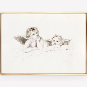 vintage light academia decor | cherubs print | valentines printable | valentines day print | antique wall art | kikiandnim | printable art