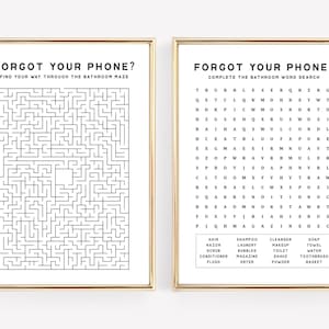 bathroom prints | forgot your phone set of 2 prints | guest bathroom decor | printable wall art | bathroom wall decor | digital download