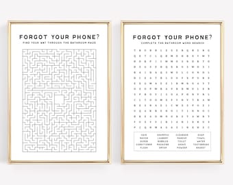 bathroom prints | forgot your phone set of 2 prints | guest bathroom decor | printable wall art | bathroom wall decor | digital download