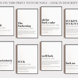 Stampa con definizione di fuckity fuck / decorazioni divertenti per la casa / posa del cazzo / decorazioni minimaliste per la camera del dormitorio / decorazioni divertenti per l'ufficio in casa (download digitale) immagine 5
