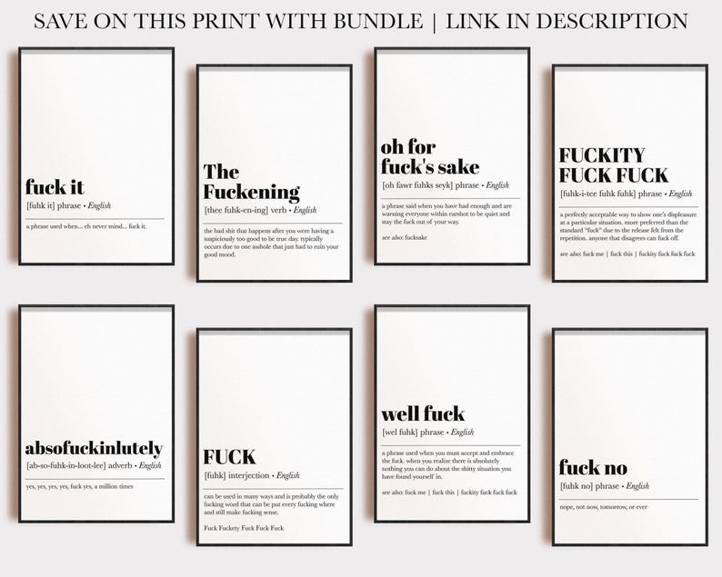 Stampa con definizione di fuckity fuck / decorazioni divertenti per la casa / posa del cazzo / decorazioni minimaliste per la camera del dormitorio / decorazioni divertenti per l'ufficio in casa (download digitale) immagine 5