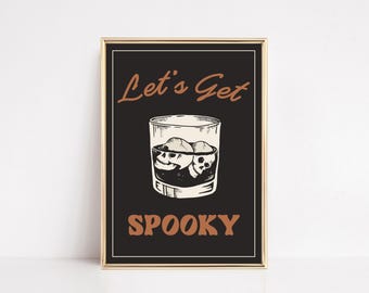halloween decor | bar cart wall art | skull print | trendy wall art | halloween kitchen art | bar cart art | kikiandnim | digital print
