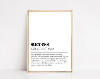 definición de éxito / arte de la pared de la oficina / decoración de la oficina en el hogar / impresiones motivacionales / impresiones de citas inspiradoras / arte de pared imprimible