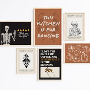 halloween kitchen prints | 6 PRINTABLES | halloween kitchen wall art | fall kitchen decor | kikiandnim | digital prints image 1