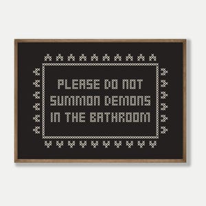 halloween bathroom decor | halloween bathroom wall art | gothic home decor | funny art | cross stitch wall art | kikiandnim | digital print image 7