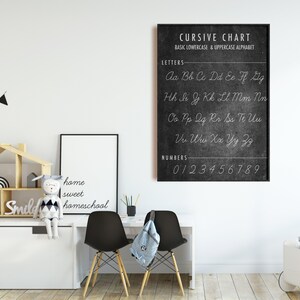 homeschool decor | homeschool printables | classroom decor | classroom poster | cursive alphabet writing chart | kikiandnim | digital print image 2