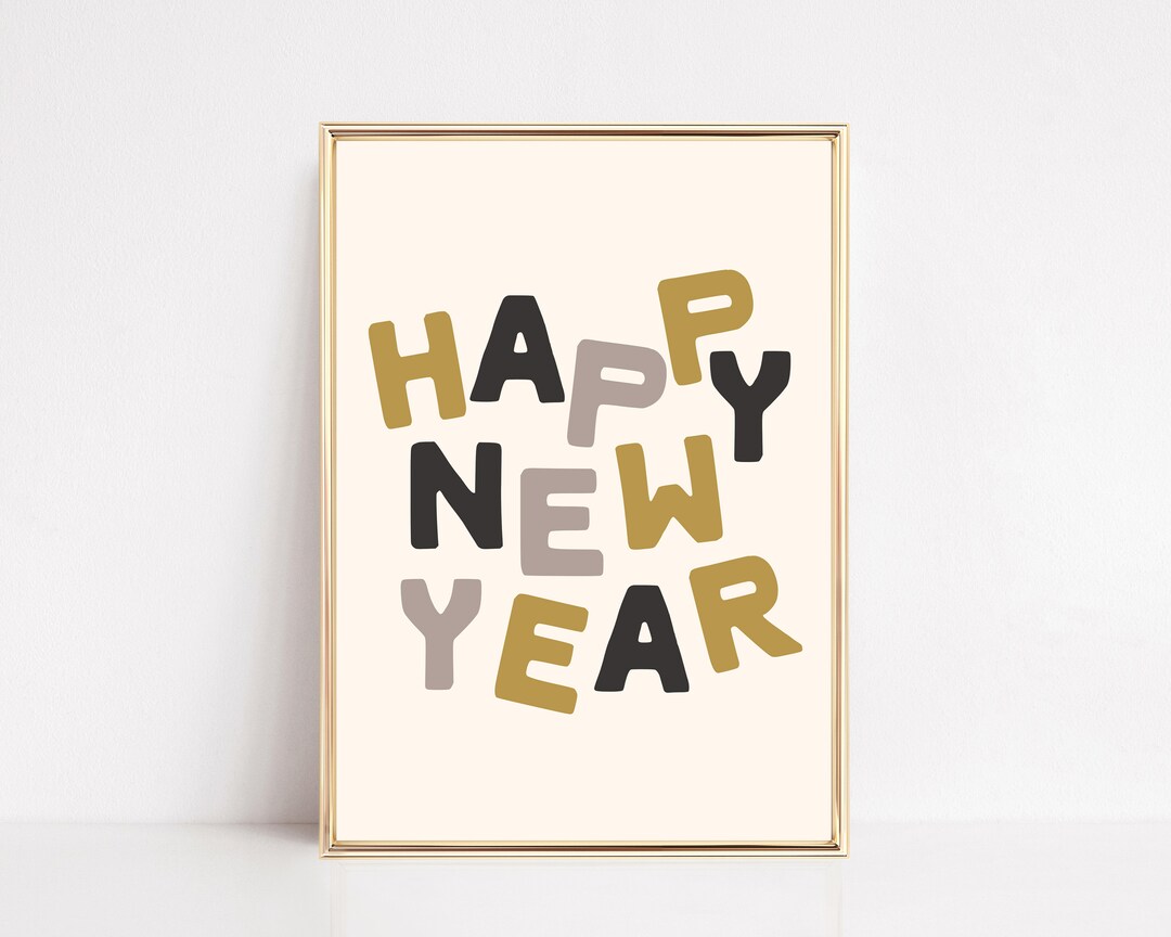 Retro New Years Eve Print | Printable Happy New Year Sign | New Years ...