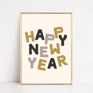 impresión retro de nochevieja / signo de feliz año nuevo imprimible / decoraciones de nochevieja / año nuevo imprimible / kikiandnim / arte de pared imprimible