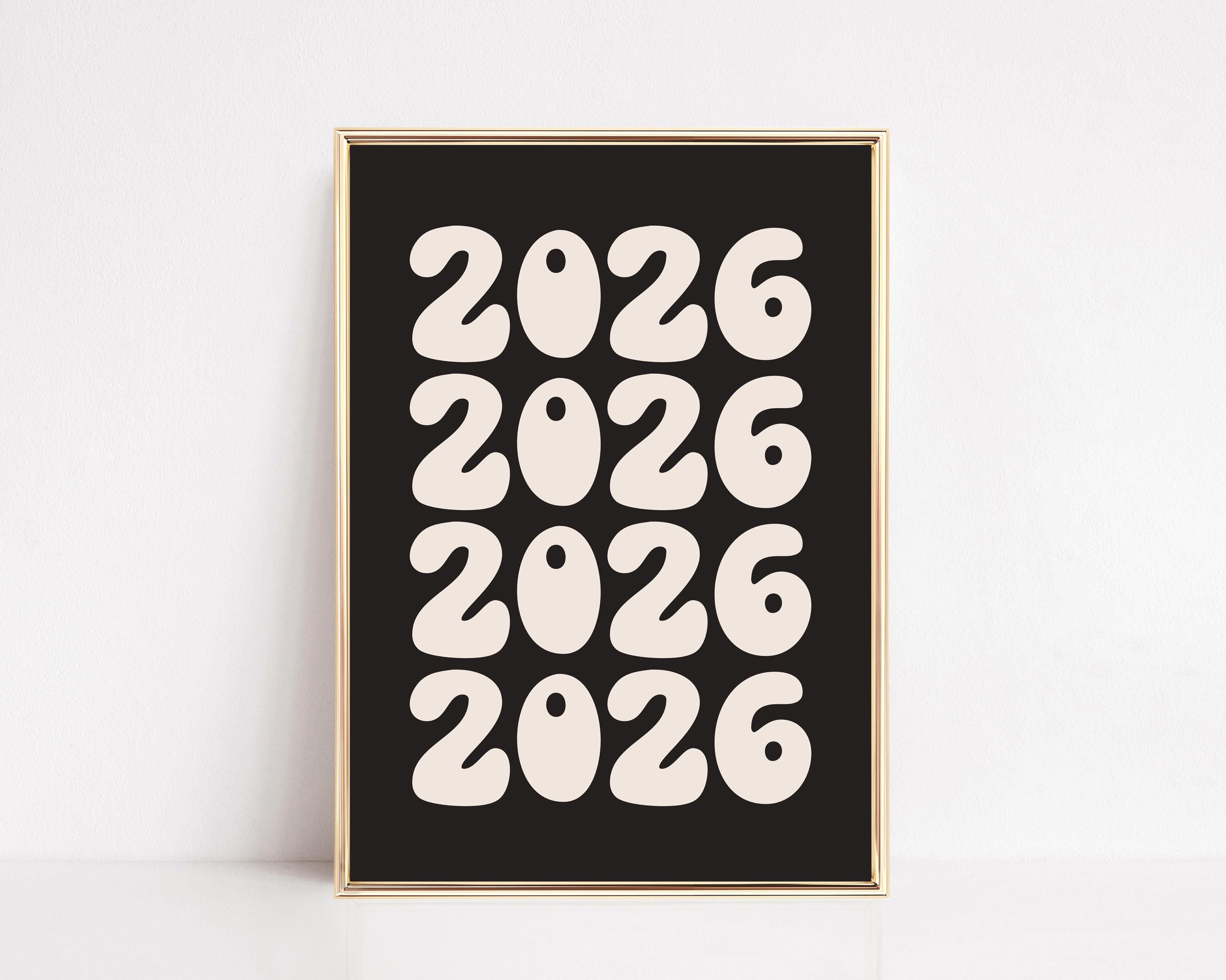 new year 2026 printable | retro nye decorations | trendy new years eve decor | printable nye decorations | kikiandnim | printable wall art