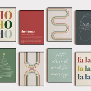 retro dekoracje świąteczne | 20 świątecznych wydruków | maksymalistyczny wystrój świąteczny | nowoczesna sztuka ścienna na Boże Narodzenie w stylu połowy wieku | pobieranie cyfrowe