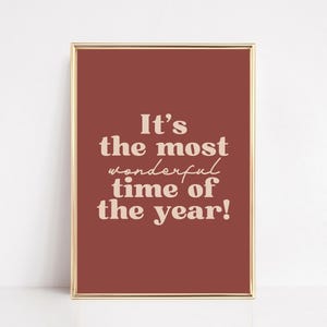 christmas printable wall art | its the most wonderful time of the year | red christmas decor | kikiandnim | digital download