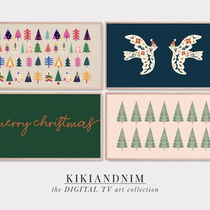 christmas samsung frame tv art set | winter frame tv art | colorful samsung art tv | holiday tv art | kikiandnim | digital download