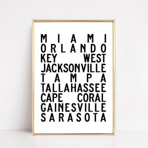florida wall art | florida  print | florida decor | florida poster | miami | tampa | key west | living room art | kikiandnim | digital print