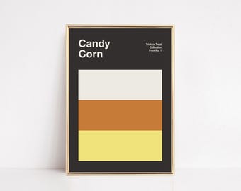 Candy Corn Halloween Print | Mid Century Modern Wall Art | Fall Home Decor (Digital Download)