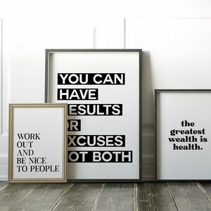 kunst aan de muur sportschool | Decoratie voor thuisgymnastiek | motiverende sportcitaat | luxe kunst voor thuisgymnastiek | inspirerende muurkunst | kikiandnim | Afdrukbare muurkunst afbeelding 3