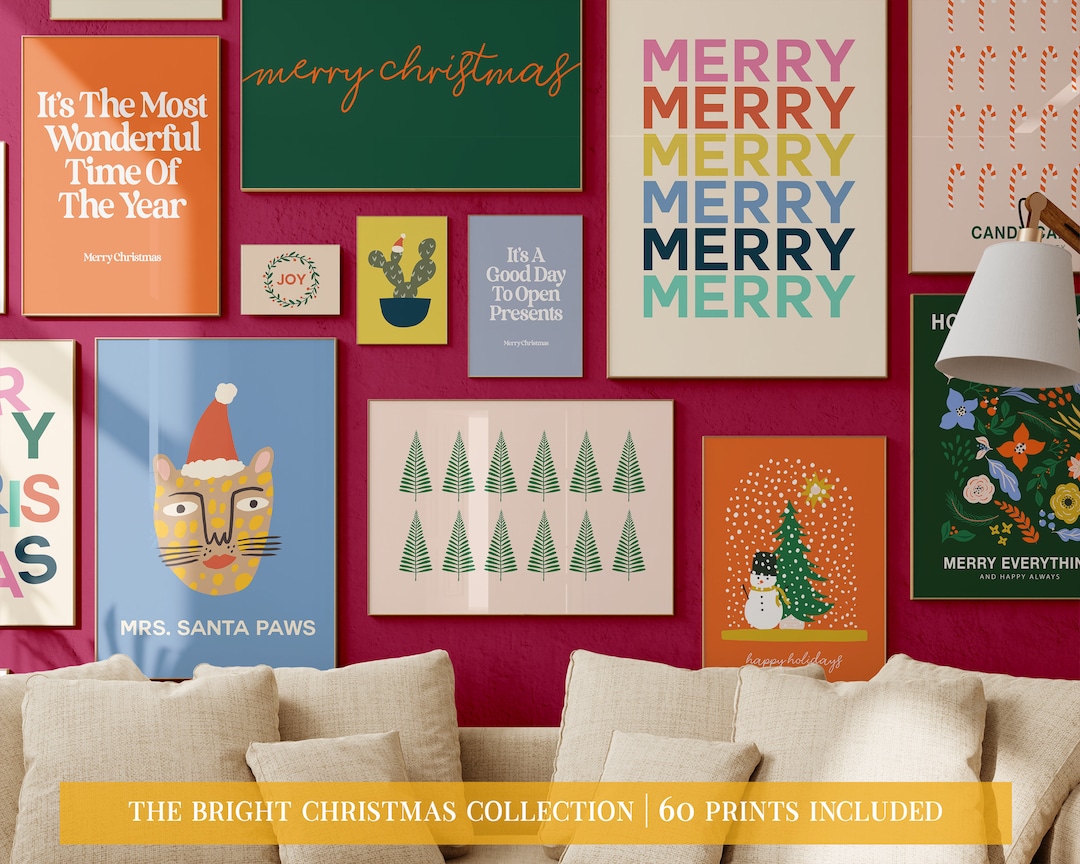 Christmas Wall Art Mega Bundle 60 CHRISTMAS PRINTS Colorful Christmas