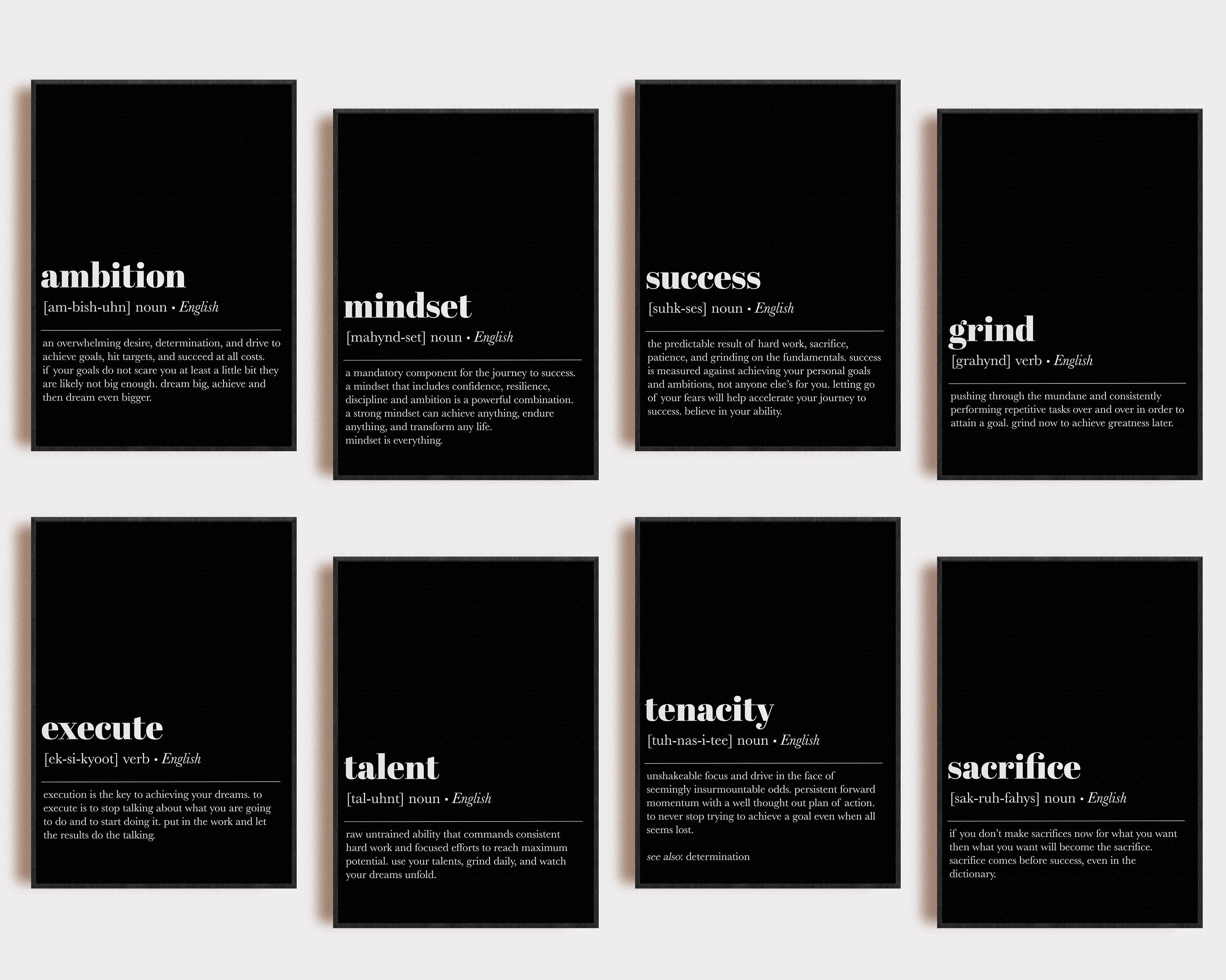 home office decor | 16 PRINTABLES | office wall art | motivational posters | office prints | grit | hustle | kikiandnim | digital prints