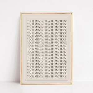Mental Health Art Print | Minimalist Therapy Office Decor | Neutral Self Care Wall Art | KIKIANDNIM | Digital Download image 1