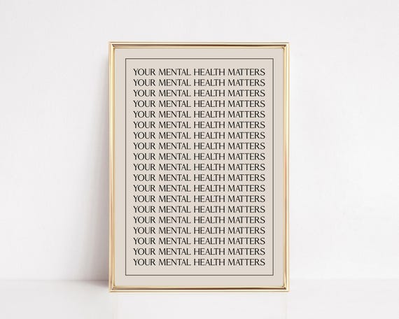 Mental Health Art Print | Minimalist Therapy Office Decor | Neutral Self Care Wall Art | KIKIANDNIM | Digital Download