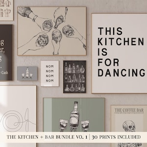キッチンデコレーション メガバンドル | 30 キッチンプリント | キッチンウォールアート | ダイニングルームウォールアート | 大型ウォールアート | kikiandnim | デジタルプリント