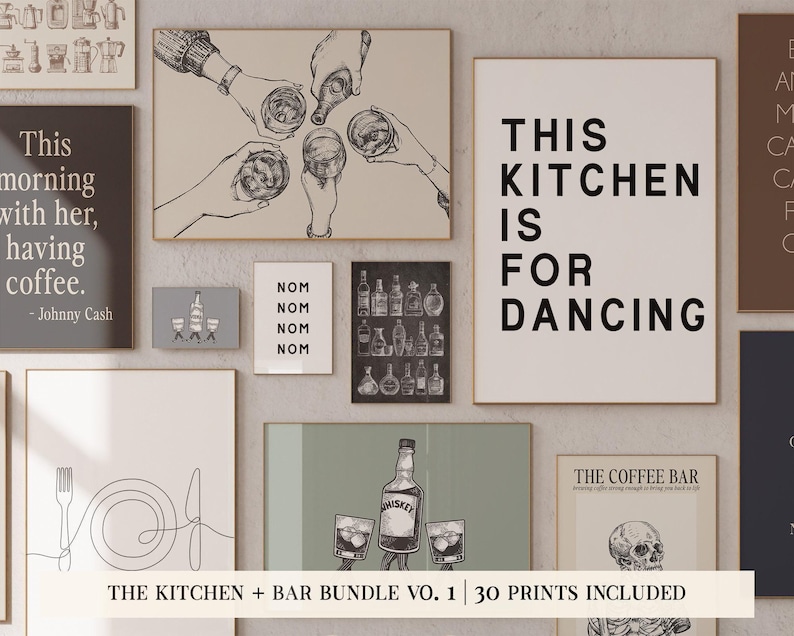 kitchen decor mega bundle | 30 KITCHEN PRINTS | kitchen wall art | dining room wall art | large wall art | kikiandnim | digital prints