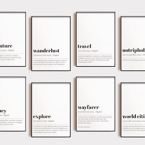 Druckbare Reise Wandkunst | Set von 8 Drucken | Definition Druck | Reise Kunstdruck | fernweh wandbilder | Traveller Geschenk | digitaler Download