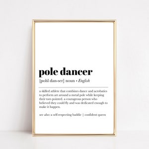 pole dancer definition print | pole dancer gift | pole fitness | typography print | pole dancing art | pole studio decor | digital download