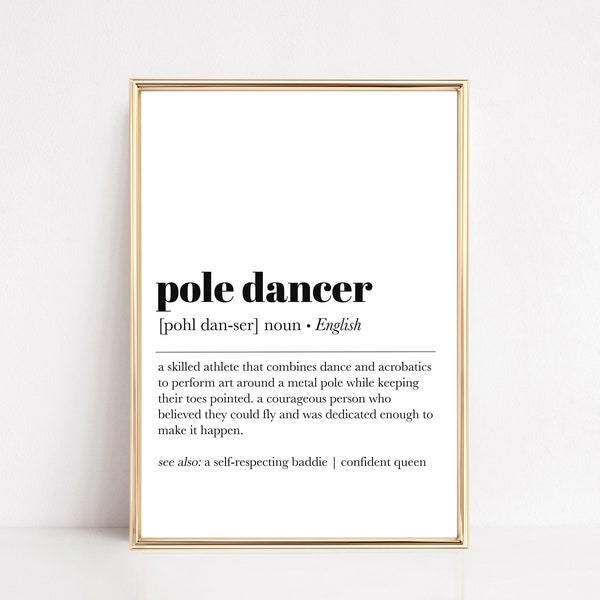pole dancer definition print | pole dancer gift | pole fitness | typography print | pole dancing art | pole studio decor | digital download