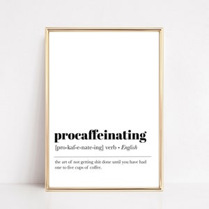 coffee bar print | procaffeinating definition print | coffee bar printable | coffee print | funny home office decor | digital download