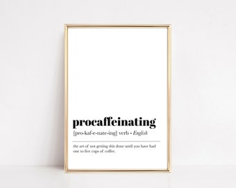 coffee bar print | procaffeinating definition print | coffee bar printable | coffee print | funny home office decor | digital download