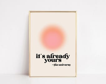 manifestation art print | retro print | affirmation wall art | 70s wall art | manifest poster | trendy decor | gradient | digital download