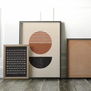 Mid Century Modern Geometric Wall Art | Set of 3 Prints | Boho Living ...