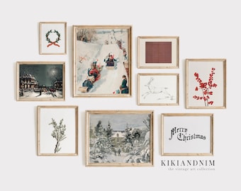vintage christmas prints | 9 christmas printables | vintage christmas decorations | farmhouse christmas | kikiandnim | printable wall art